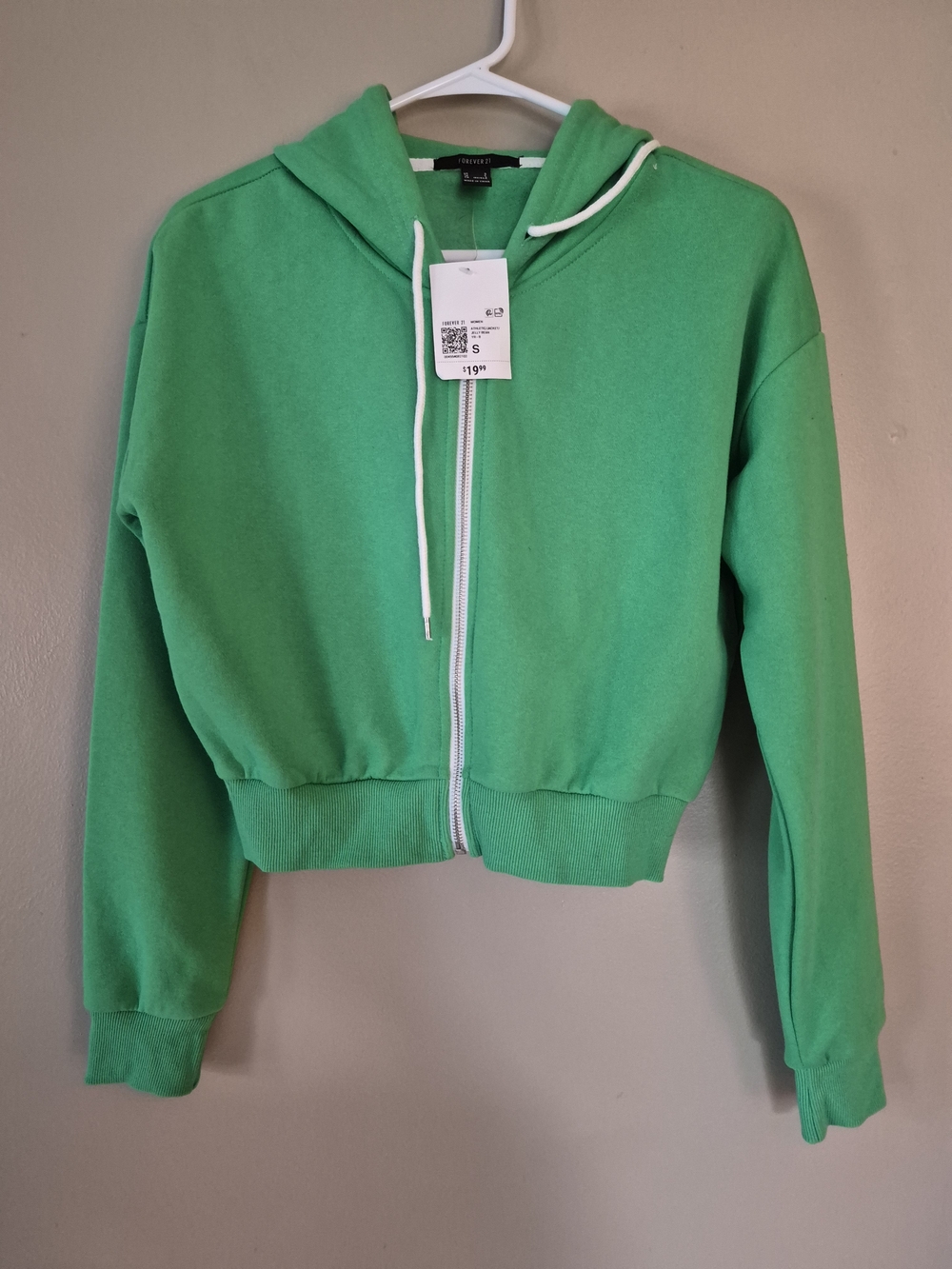 Forever 21 Athletic Jacket Jelly Bean Green Zip Up Hoodie Small